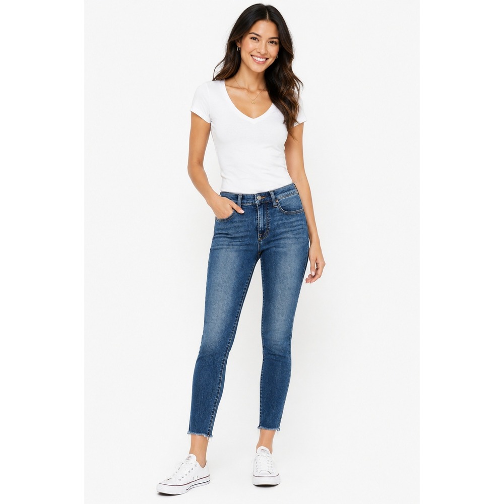 LUCKY BRAND Ava Mid Rise Skinny Ankle Jeans Frayed Hem Size 00/24 NWT